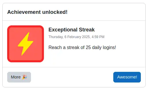 Streak of 25 achievement
