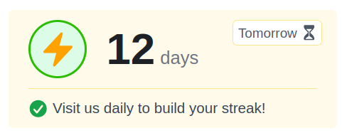 Example of a streak completed for the day